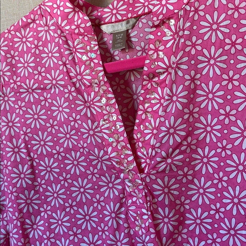 White Stag Pink and White Floral Embellished Tunic Small